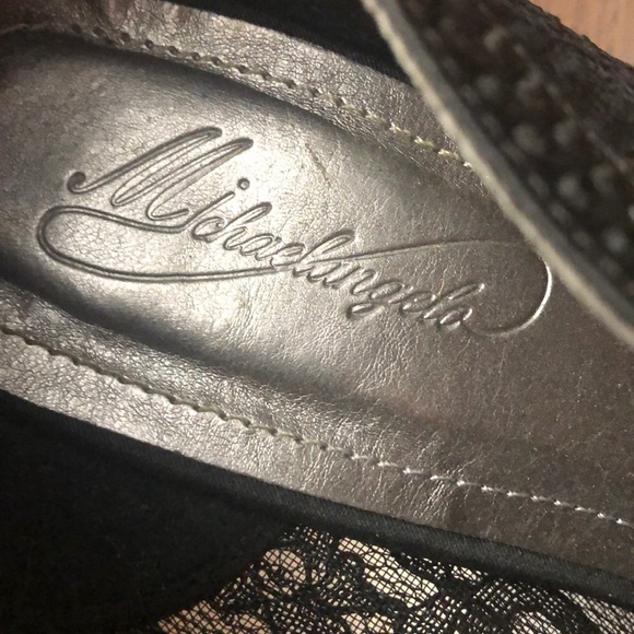 Black lace open toe Heels Rhinestone stilettos - Picture 7 of 8